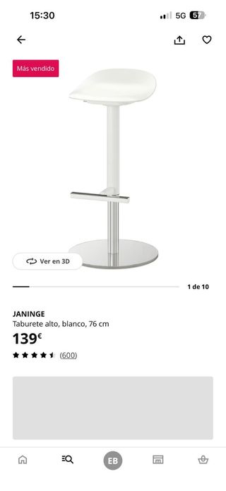 Taburetes altos blancos Ikea (2 unidades) Nuevos