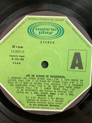 Joaquín Díaz De mi Álbum de Recuerdos LP
