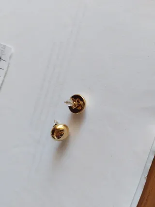 R497 Orecchini sfera inox oro 1 cm bottone toppa