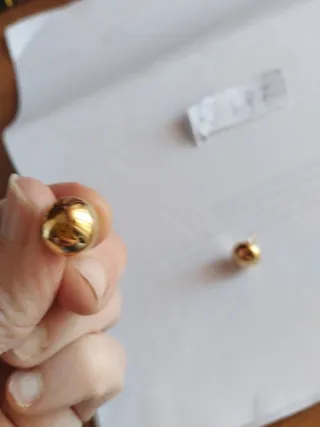 R497 Orecchini sfera inox oro 1 cm bottone toppa