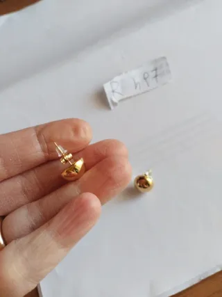 R497 Orecchini sfera inox oro 1 cm bottone toppa