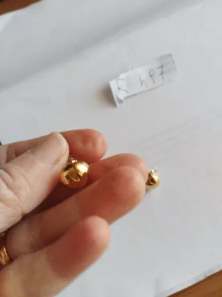 R497 Orecchini sfera inox oro 1 cm bottone toppa