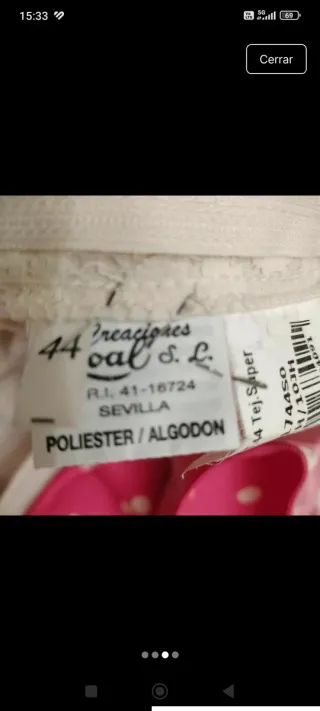 Traje de flamenca blanco y rosa