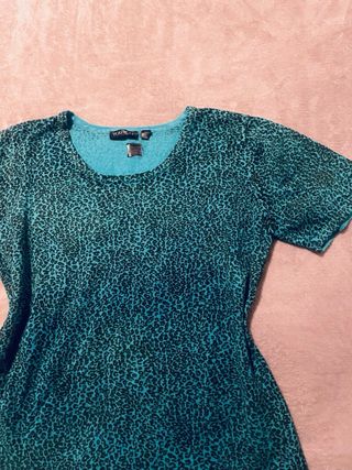 Suéter Animal Print Teal y Negro