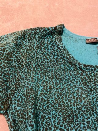 Suéter Animal Print Teal y Negro