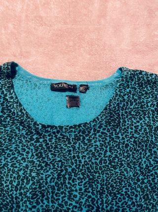 Suéter Animal Print Teal y Negro
