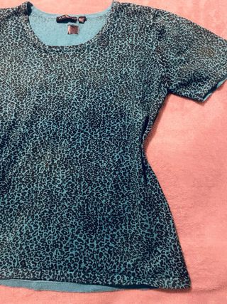 Suéter Animal Print Teal y Negro