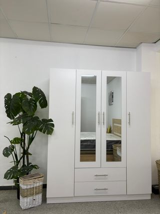 AMPLIO!! Armario 4 Puertas Blanco/Sonoma