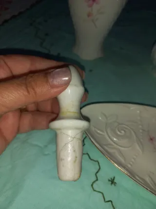 Juego tocador porcelana flores