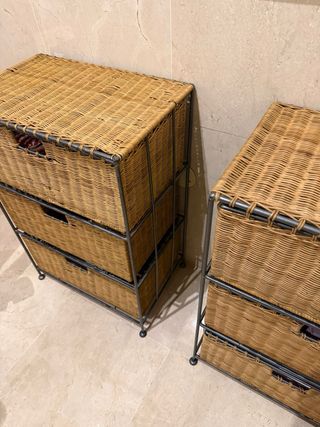 2 Cajoneras Forja y Mimbre Auxiliares