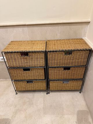 2 Cajoneras Forja y Mimbre Auxiliares