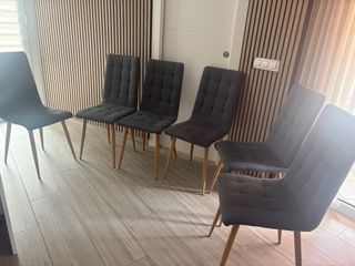 Juego de 6 sillas de comedor gris oscuro