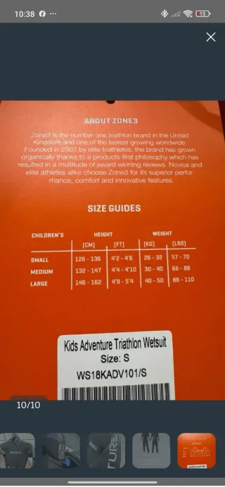 Neopreno Triatlón Zone3 Niño Talla S