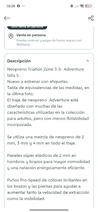 Neopreno Triatlón Zone3 Niño Talla S