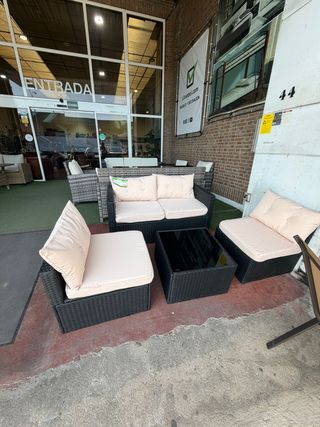 Conjunto Terraza Mimbre y Cristal