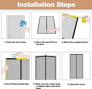 【2uds】90*210cm Cortina Mosquitera Magnética Negra