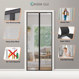 【2uds】90*210cm Cortina Mosquitera Magnética Negra