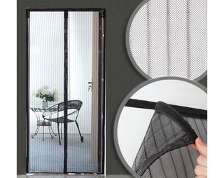 【2uds】90*210cm Cortina Mosquitera Magnética Negra