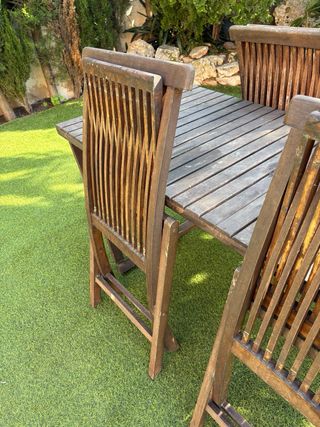 Mesa y 4 Sillas Jardín Teca