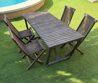 Mesa y 4 Sillas Jardín Teca