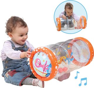 LUDI 3452 - Rodillo para bebés, rojo, 45 x Ø 20 cm