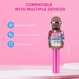 DYNASONIC Micrófono Karaoke Bluetooth, Juguetes pa