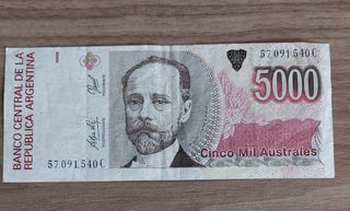 2 Banconote Argentina 5000 Australes e 2 Pesos