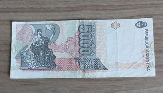 2 Banconote Argentina 5000 Australes e 2 Pesos