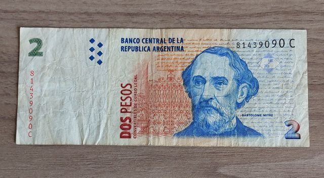 2 Banconote Argentina 5000 Australes e 2 Pesos
