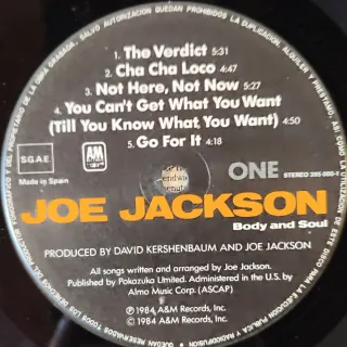 Vinilo Joe Jackson Body and Soul Jazz