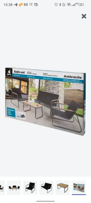 Conjunto de jardín: sofá, 2 sillones y mesa