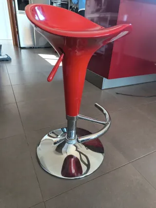 Taburete Cocina Ajustable Ergonómico Rojo