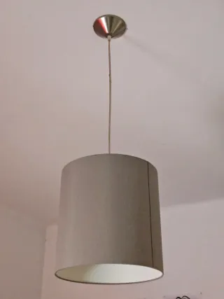 Lámpara colgante gris tela y metal