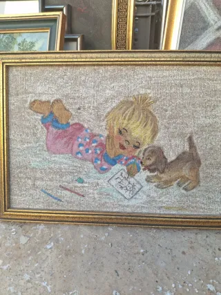 2 Cuadros Vintage Marco Dorado