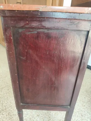 Mesita de noche antigua mármol y madera