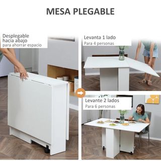 Mesa de Comedor Plegable de Madera Blanco