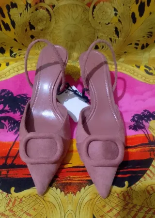 Zapatos Destalonados Zara Talla 37 Rosa