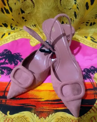 Zapatos Destalonados Zara Talla 37 Rosa