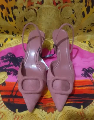Zapatos Destalonados Zara Talla 37 Rosa