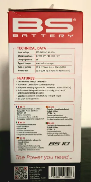 Cargador y Mantenedor Baterías BS 10