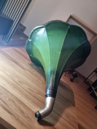 Antigua bocina +codo para gramófono color Original