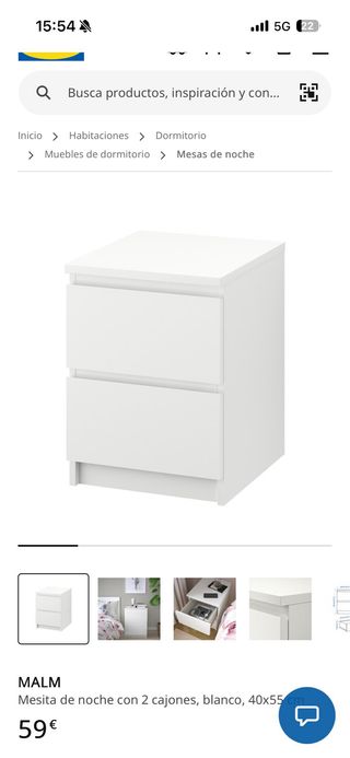 Mesita de noche Ikea blanca