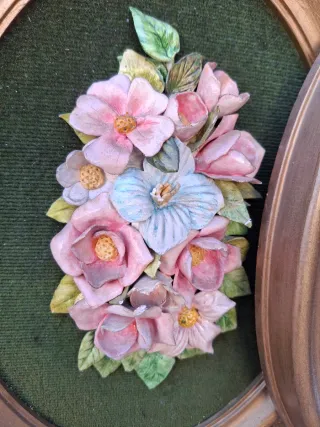 4 Cuadros Florales Ovalados Antiguos