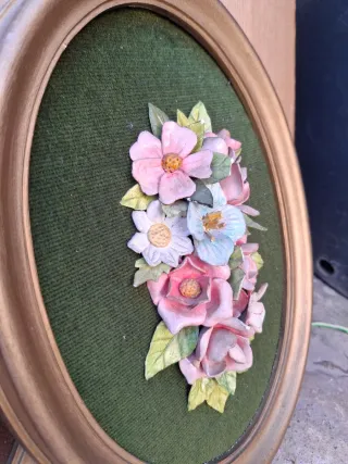 4 Cuadros Florales Ovalados Antiguos