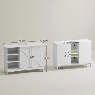 Mueble Bajo Lavabo de Pie con 2 Puertas y Estantes