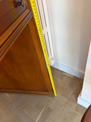 Escritorio de madera de cerezo con tapa de piel