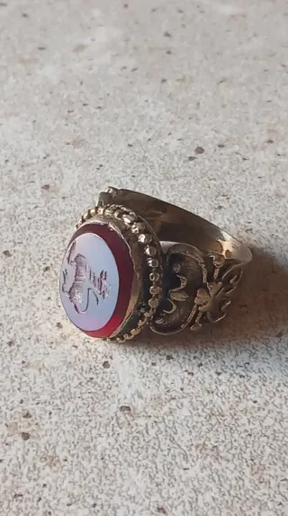 Anello sigillo antico afghano con intaglio