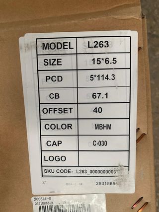 4 llantas RC263 6.5x15 5x114.3 et40 67.1 bfp