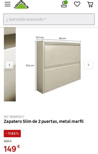 Zapatero Metal Delgado Marfil 14cm