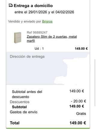 Zapatero Metal Delgado Marfil 14cm